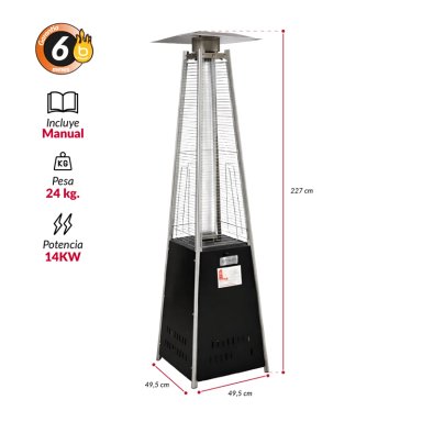 ESTUFA DE PATIO TIPO PIRAMIDE A GAS 14KW NEGRO BFRESH - 4