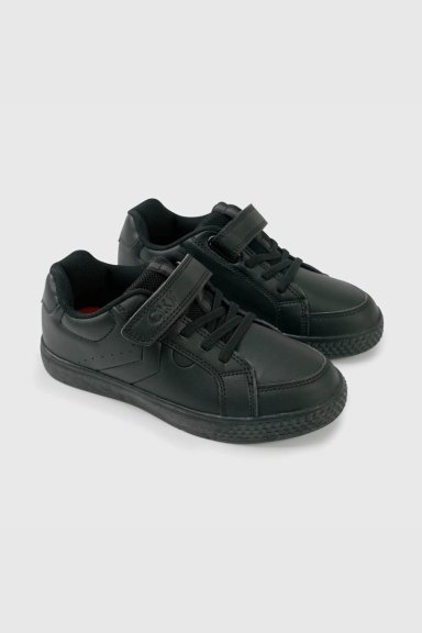 ZAPATILLA ESCOLAR UNISEX NEGRA CON VELCRO - 1