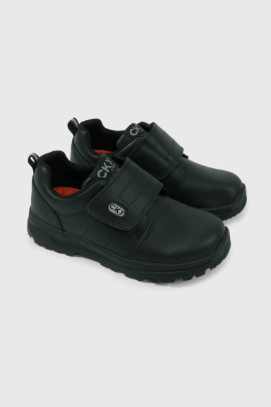 ZAPATO ESCOLAR NEGRO DE CUERO CON VELCRO - 1