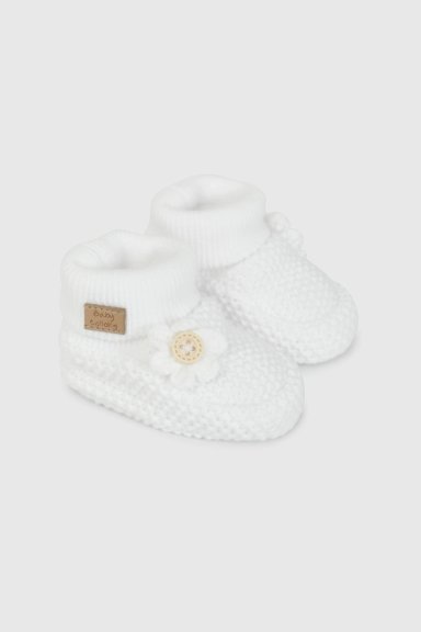 PANTUFLA BLANCA TEJIDA APLICACION FLOR 19020310V26 - 1