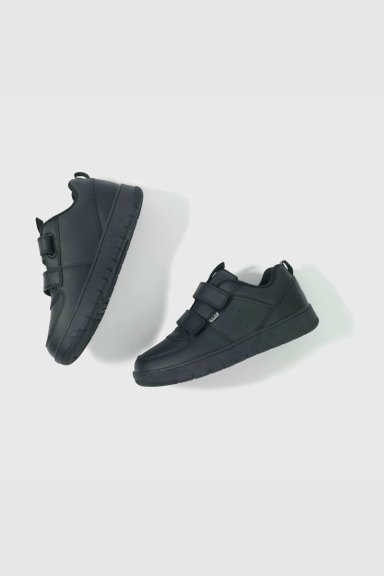 ZAPATO ESCOLAR DE CUERO Y ECOCUERO NEGRO CON VELCRO - 4