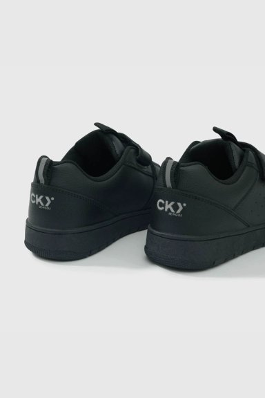 ZAPATO ESCOLAR DE CUERO Y ECOCUERO NEGRO CON VELCRO - 5