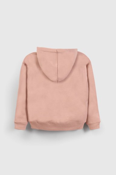 POLERON ROSADO CON GORRO FORRADO DE JERSEY Y CIERRE PARA NIÑA - 2