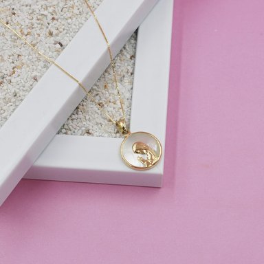 CONJUNTO VIRGEN NIÑA 17MM ORO 18K CON NACAR - 1