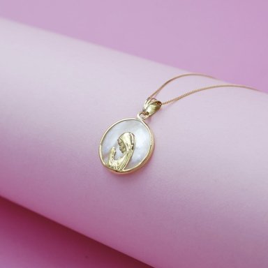 CONJUNTO VIRGEN NIÑA 17MM ORO 18K CON NACAR - 2
