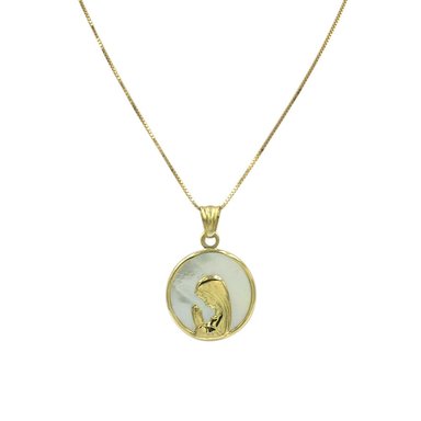 CONJUNTO VIRGEN NIÑA 17MM ORO 18K CON NACAR - 4
