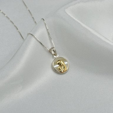 CONJUNTO ELLA JOYAS PLATA VIRGEN NIÑA 12MM DUBLEE NACAR - 3