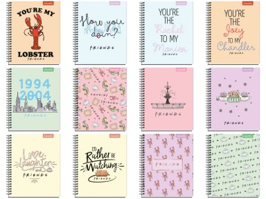 PACK X 5 CUADERNOS UNIVERSITARIOS FOXLIMITADA F*R*I*E*N*D*S 100 HOJAS 7MM MIX TAMAÑO A4 - 1