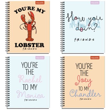 PACK X 5 CUADERNOS UNIVERSITARIOS FOXLIMITADA F*R*I*E*N*D*S 100 HOJAS 7MM MIX TAMAÑO A4 - 2
