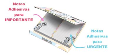 CAJA LUJO PREMIUM PAPER NOTAS ADHESIVAS SNOOPY PASTEL IMPORTANTE URGENTE - 3