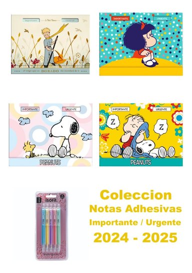 CAJA LUJO PREMIUM PAPER NOTAS ADHESIVAS SNOOPY PASTEL IMPORTANTE URGENTE - 5