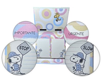 CAJA LUJO PREMIUM PAPER NOTAS ADHESIVAS SNOOPY PASTEL IMPORTANTE URGENTE - 6