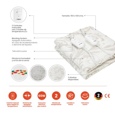 CALIENTA CAMA SIEGEN SG-5121D2 2 PLAZAS (150 X 140 CMS) - 4