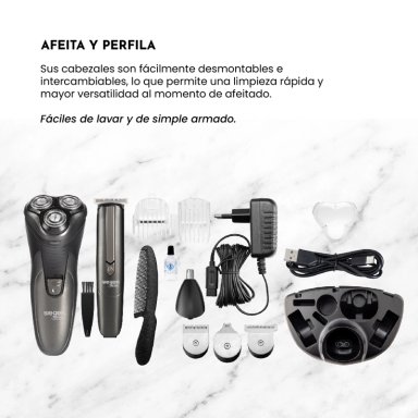 SET CORTAPELOS Y AFEITADORA SG-8440C01 4 EN 1+BASE CARGADORA - 5