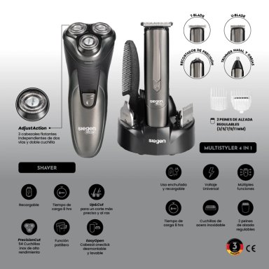 SET CORTAPELOS Y AFEITADORA SG-8440C01 4 EN 1+BASE CARGADORA - 7
