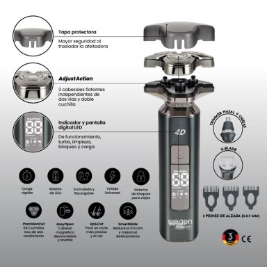 AFEITADORA TRIMMER SG-7225 3EN1 HUMEDO/SECO 4D PANTALLA LED - 8