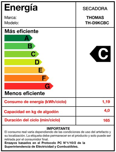 SECADORA ELE CTRICA 9 KG POR CONDENSACION CON BOMBA CALOR - 9