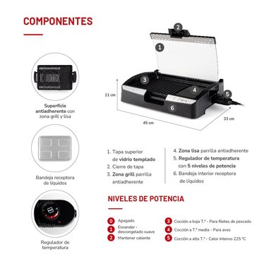 PARRILLA THOMAS ELÉCTRICA TH-224 1650W - 6