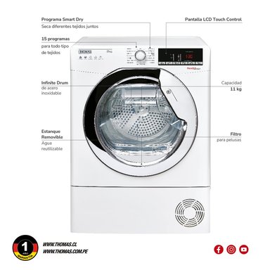 SECADORA ELE CTRICA 11 KG POR CONDENSACION CON BOMBA CALOR - 8