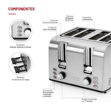 TOSTADOR 4 REBANADAS ACERO INX TH-133I - 6