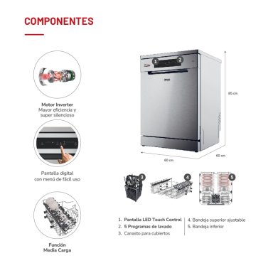LAVAVAJILLAS 13 CUBIERTOS INOX SILVER TH-DW13CI - 7