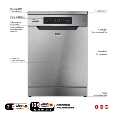 LAVAVAJILLAS 13 CUBIERTOS INOX SILVER TH-DW13CI - 8