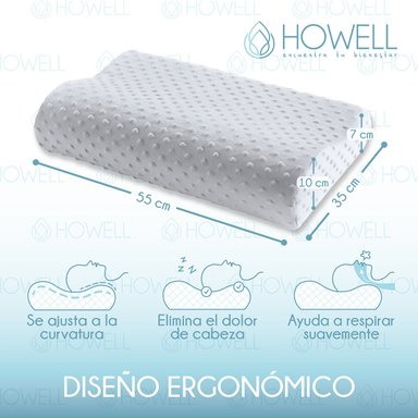 PACK X2 ALMOHADA HOWELL MEMORY CERVICAL ORTOPÉDICA CON MEMORIA - 2