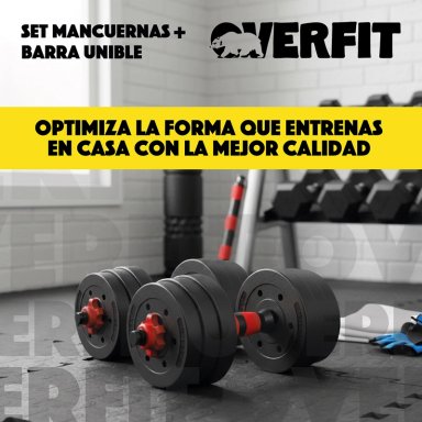 SET MANCUERNAS Y BARRA OVERFIT PVC 19 KG UNIBLES 20 FITNESS PESAS AJUSTABLES - 8
