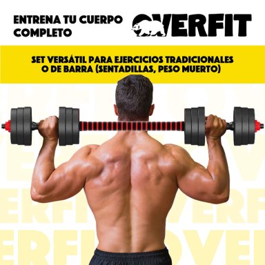 SET MANCUERNAS Y BARRA OVERFIT PVC 19 KG UNIBLES 20 FITNESS PESAS AJUSTABLES - 9