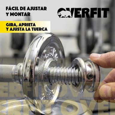 SET MANCUERNAS OVERFIT ACERO 50 KG FITNESS PESAS PESO REGULABLE - 5