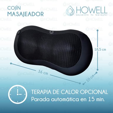 COJÍN HOWELL MASAJEADOR INALÁMBRICO ALMOHADA MASAJE CALOR - 2