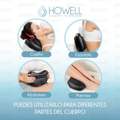 COJÍN HOWELL MASAJEADOR INALÁMBRICO ALMOHADA MASAJE CALOR - 6