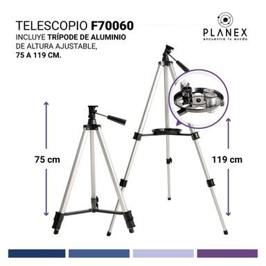 TELESCOPIO ASTRONOMICO MONOCULAR F70060 PLANEX + SOPORTE - 3