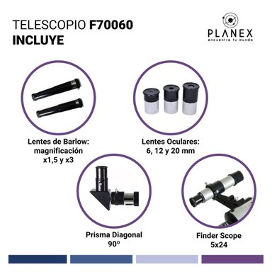 TELESCOPIO ASTRONOMICO MONOCULAR F70060 PLANEX + SOPORTE - 5