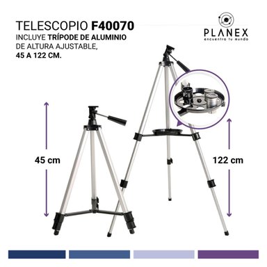 TELESCOPIO ASTRONOMICO MONOCULAR F40070 PLANEX + SOPORTE - 7