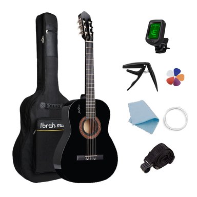 GUITARRA ACÚSTICA IBRAH MUSIC CLÁSICA IBRAH 39 PULGADAS COLORES + FUNDA - 1