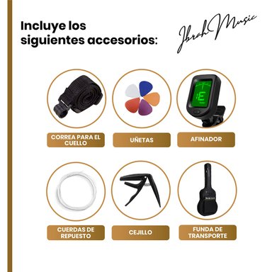GUITARRA ACÚSTICA IBRAH MUSIC CLÁSICA IBRAH 39 PULGADAS COLORES + FUNDA - 3