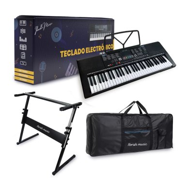 TECLADO IBRAH MUSIC MUSICAL 61 TECLAS IBRAH PIANO + FUNDA + ATRIL - 1