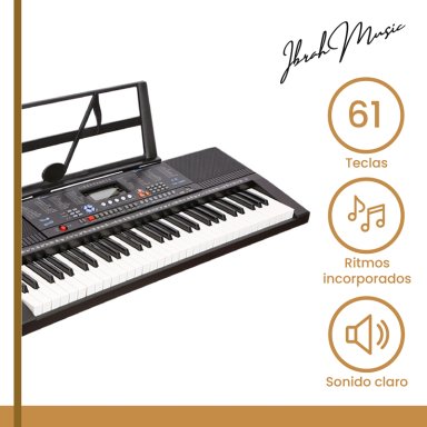 TECLADO IBRAH MUSIC MUSICAL 61 TECLAS IBRAH PIANO + FUNDA + ATRIL - 2
