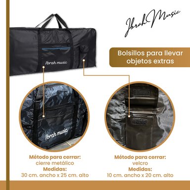 FUNDA IBRAH MUSIC TECLADO 61 TECLAS IMPERMEABLE ACOLCHONADO - 3