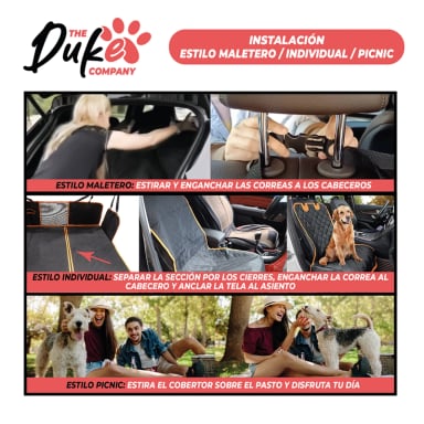 CUBRE ASIENTO AUTO PARA MASCOTAS FUNDA COBERTOR DUKE 5 EN 1 - 6