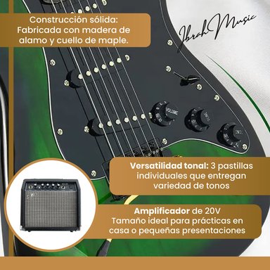 GUITARRA ELÉCTRICA IBRAH MUSIC STRATOCASTER IBRAH + AMPLIF + ACCESORIOS - 3
