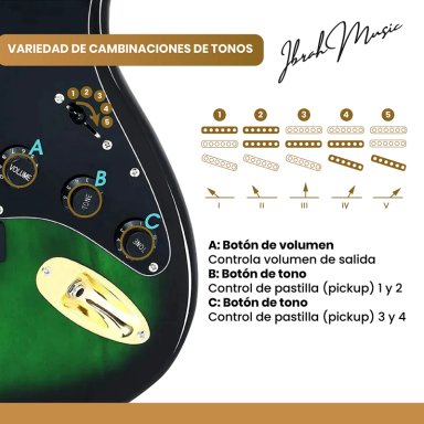 GUITARRA ELÉCTRICA IBRAH MUSIC STRATOCASTER IBRAH + AMPLIF + ACCESORIOS - 5