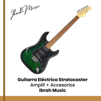 GUITARRA ELÉCTRICA IBRAH MUSIC STRATOCASTER IBRAH + AMPLIF + ACCESORIOS - 9