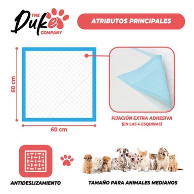 SABANILLAS DE ENTRENAMIENTO PERROS DUKE 6 CAPAS AROMÁTICAS 100 UNIDADES 60X60 - 2