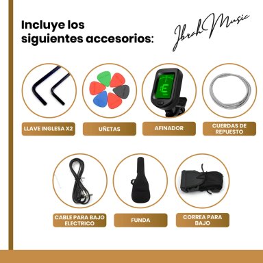 BAJO ELE CTRICO IBRAH 4 CUERDAS + AMPLIFICADOR 20W + ACCES - 3