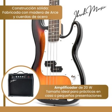 BAJO ELE CTRICO IBRAH 4 CUERDAS + AMPLIFICADOR 20W + ACCES - 4