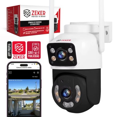 CAMARA DE SEGURIDAD 5G ZEKER DOBLE 4MP EXTERIOR IMPERMEABLE - 1