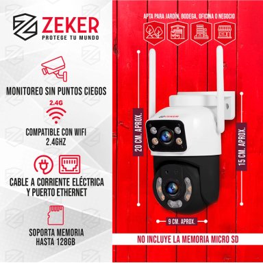 CAMARA DE SEGURIDAD 5G ZEKER DOBLE 4MP EXTERIOR IMPERMEABLE - 2