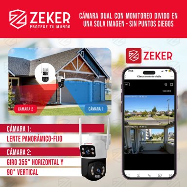 CAMARA DE SEGURIDAD 5G ZEKER DOBLE 4MP EXTERIOR IMPERMEABLE - 3